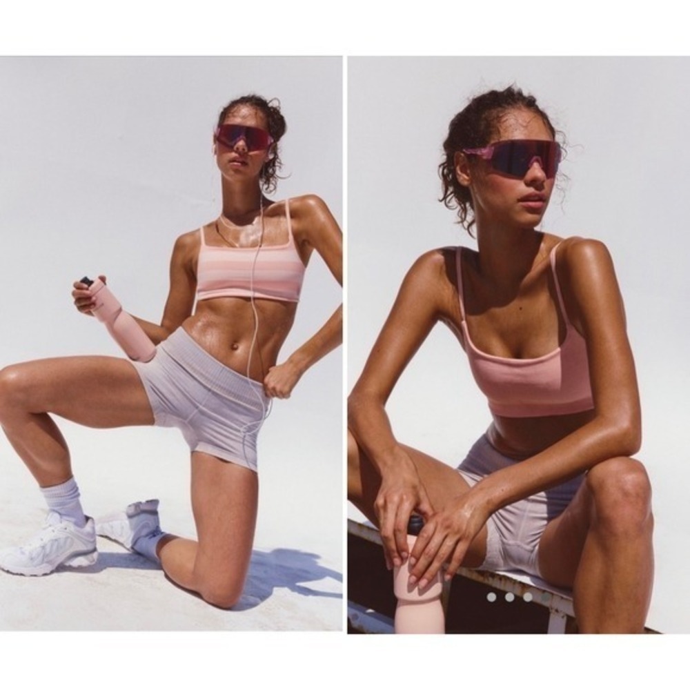 Free People Movement Tighten Up Reversible Bra Pastel Peach Combo XS/S NEW $58